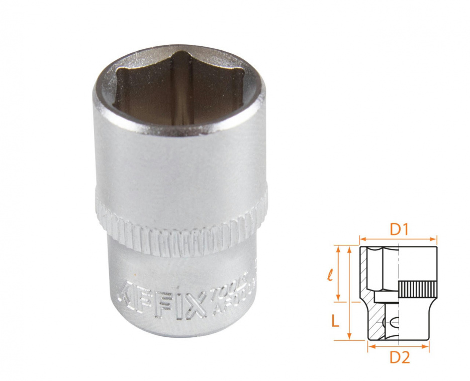 Головка торцевая стандартная шестигранная 1/4", 12 мм AFFIX AF00020012