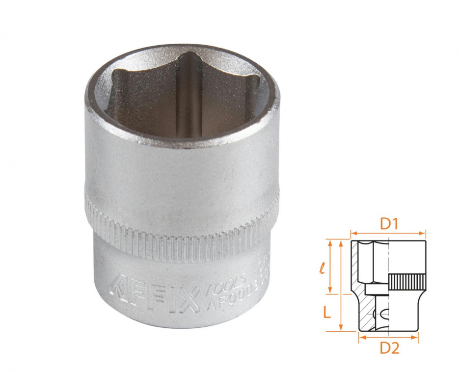 Головка торцевая стандартная шестигранная 3/8", 19 мм AFFIX AF00030019